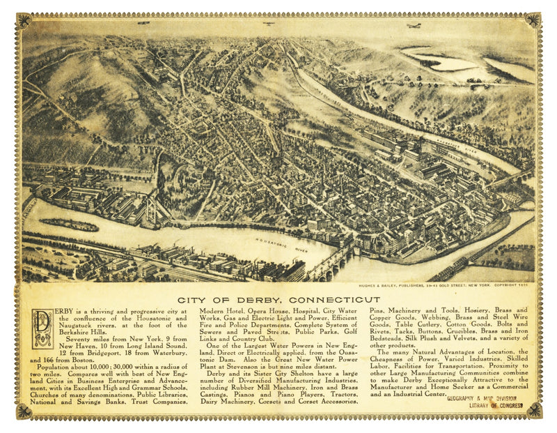 Size comparison using Vintage Map of Derby, Connecticut 1920