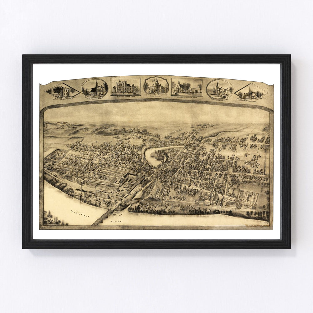 Thompsonville - Enfield Vintage Map 1908