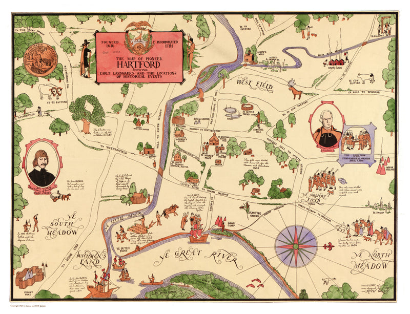 Size comparison using Vintage Map of Hartford, Connecticut 1927