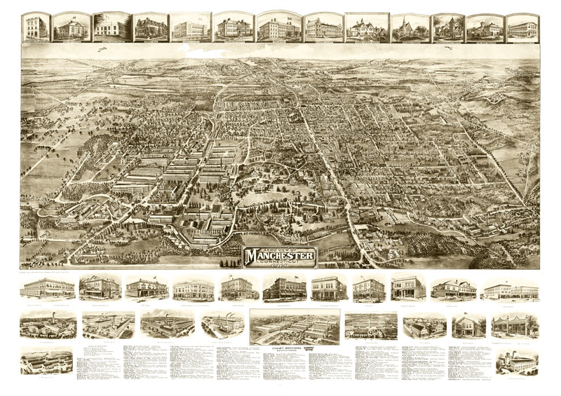 Size comparison using Vintage Map of Manchester, Connecticut 1914