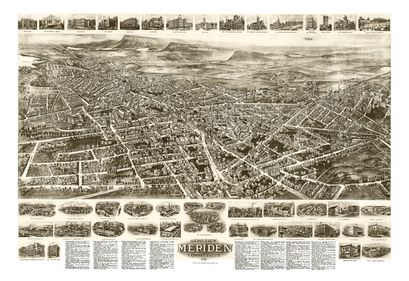 Size comparison using Vintage Map of Meriden, Connecticut 1918