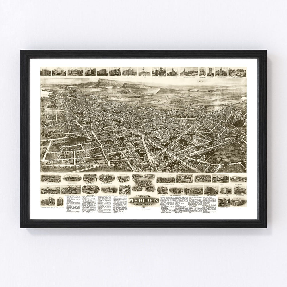 Meriden Vintage Map 1918