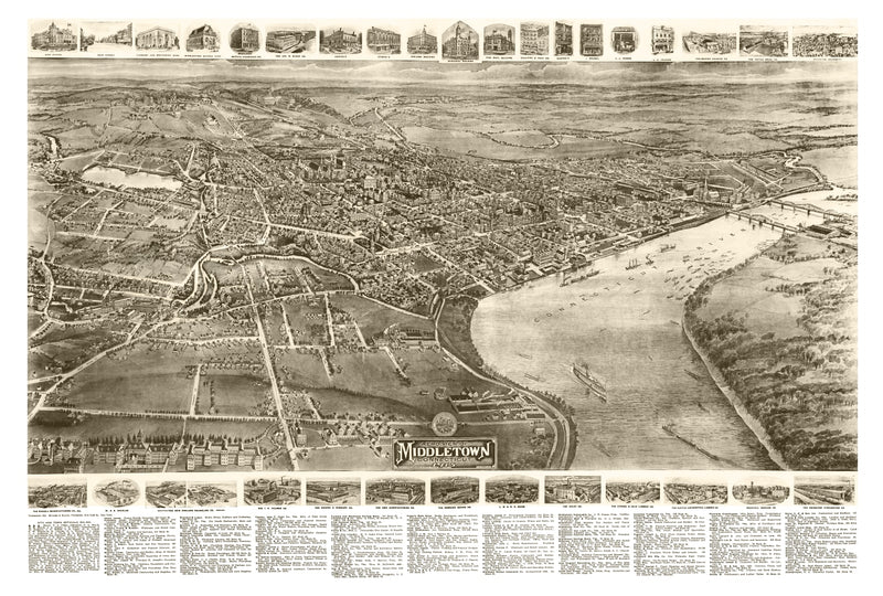 Size comparison using Vintage Map of Middletown, Connecticut 1915
