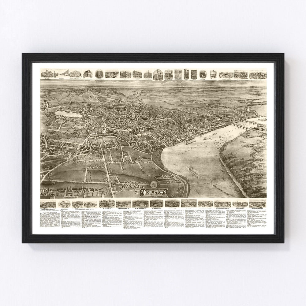Middletown Vintage Map 1915