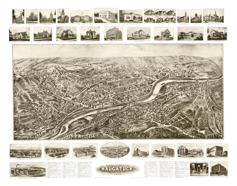 Size comparison using Vintage Map of Naugatuck, Connecticut 1906