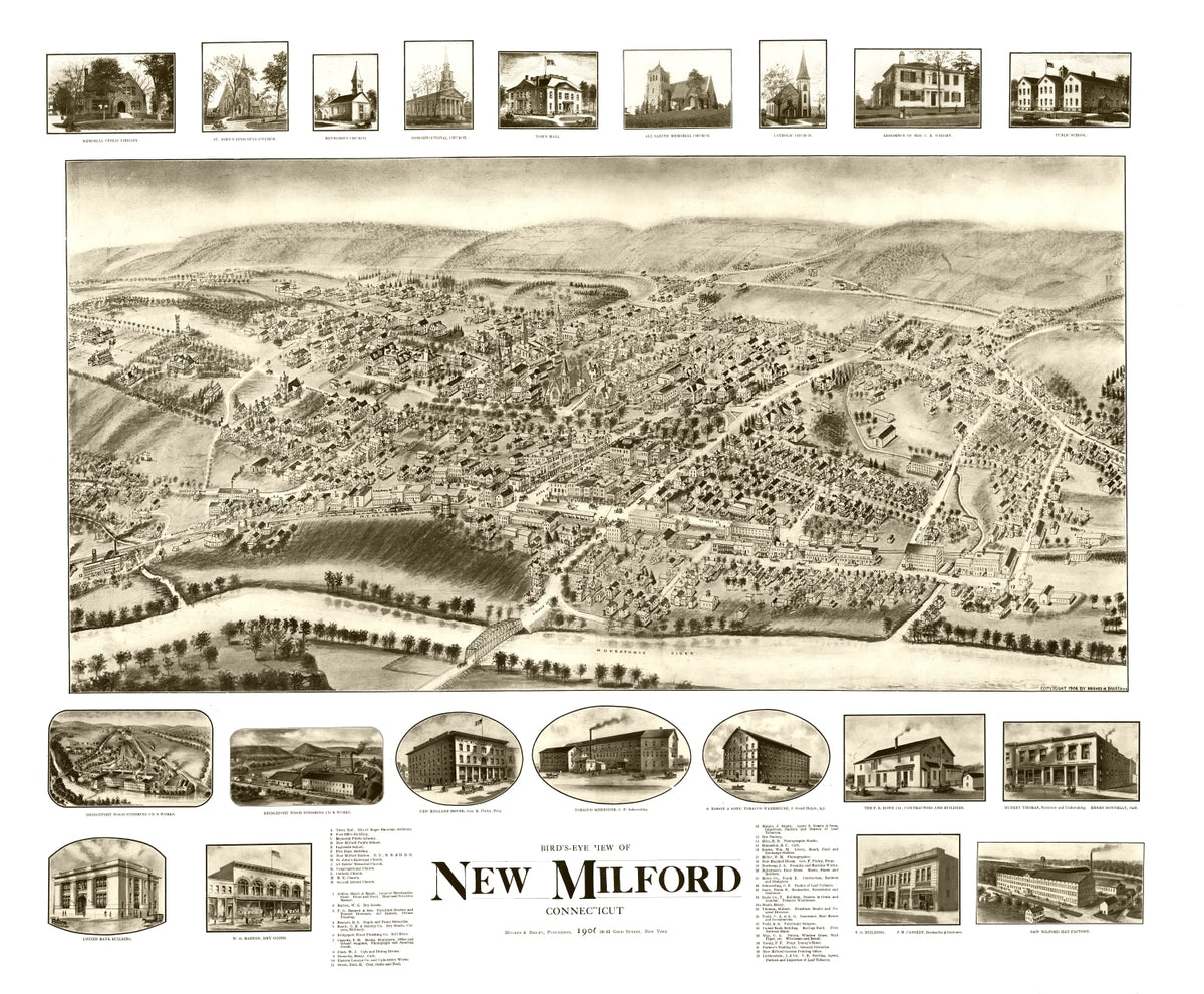 Preview of Vintage Map of New Milford, Connecticut 1906