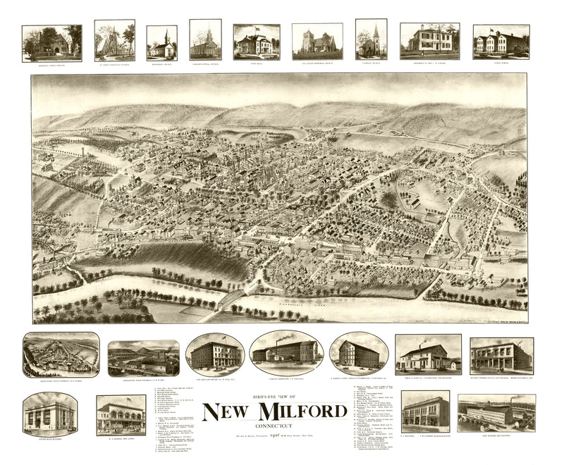 Size comparison using Vintage Map of New Milford, Connecticut 1906