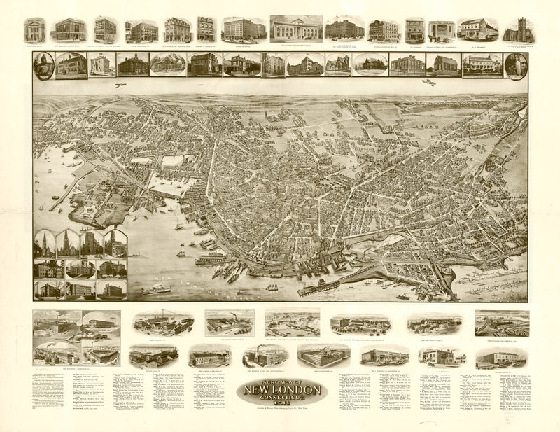 Size comparison using Vintage Map of New London, Connecticut 1911