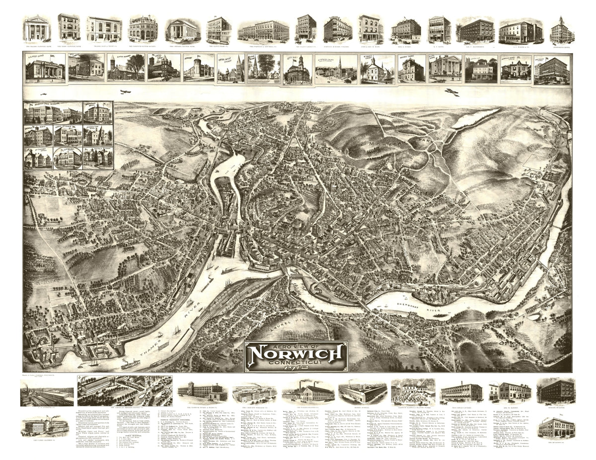 Preview of Vintage Map of Norwich, Connecticut 1912