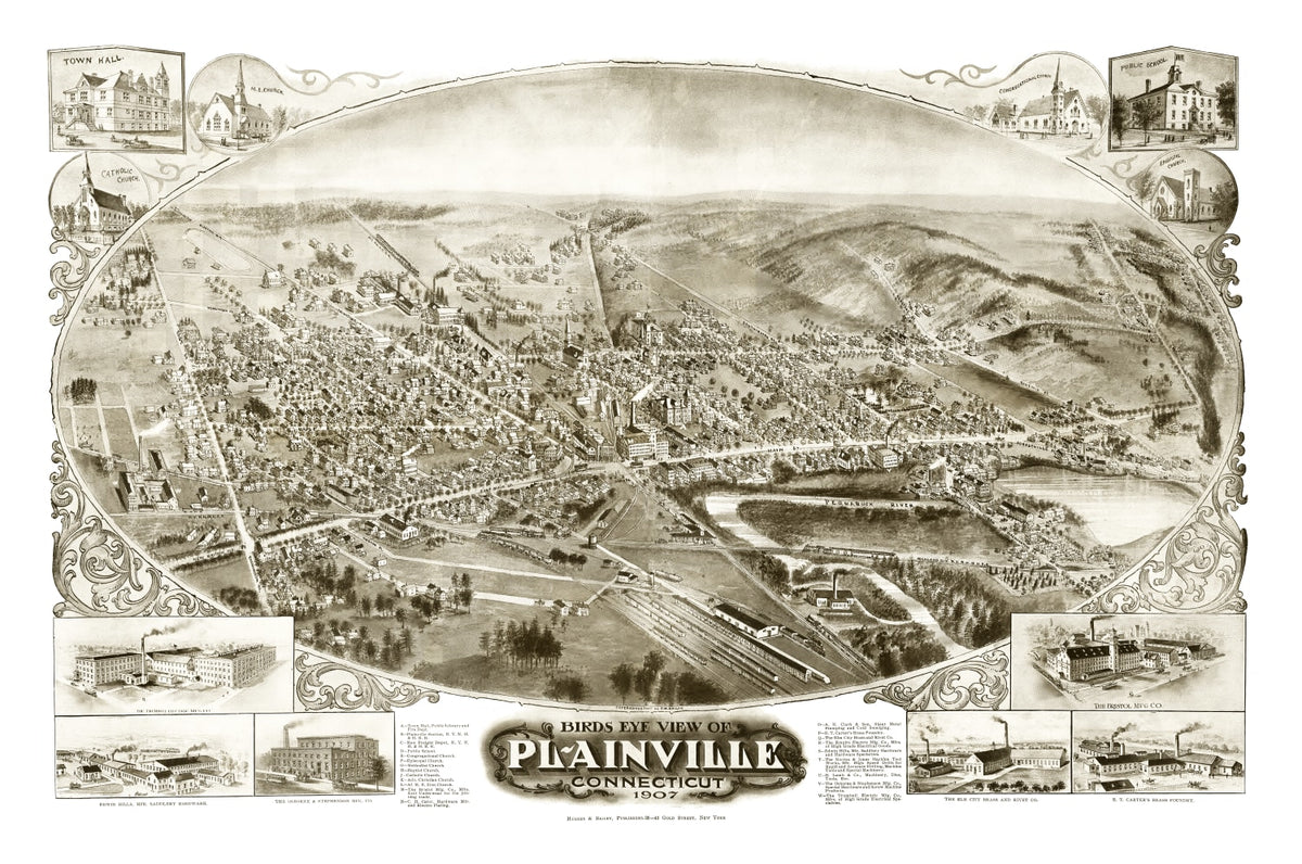 Preview of Vintage Map of Plainville, Connecticut 1907