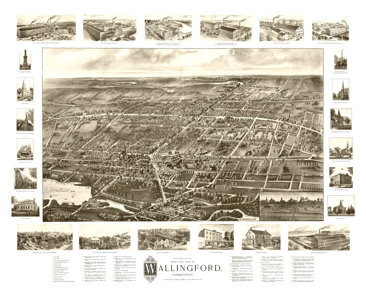 Preview of Vintage Map of Wallingford, Connecticut 1905