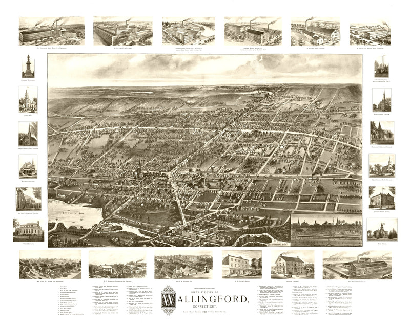 Size comparison using Vintage Map of Wallingford, Connecticut 1905