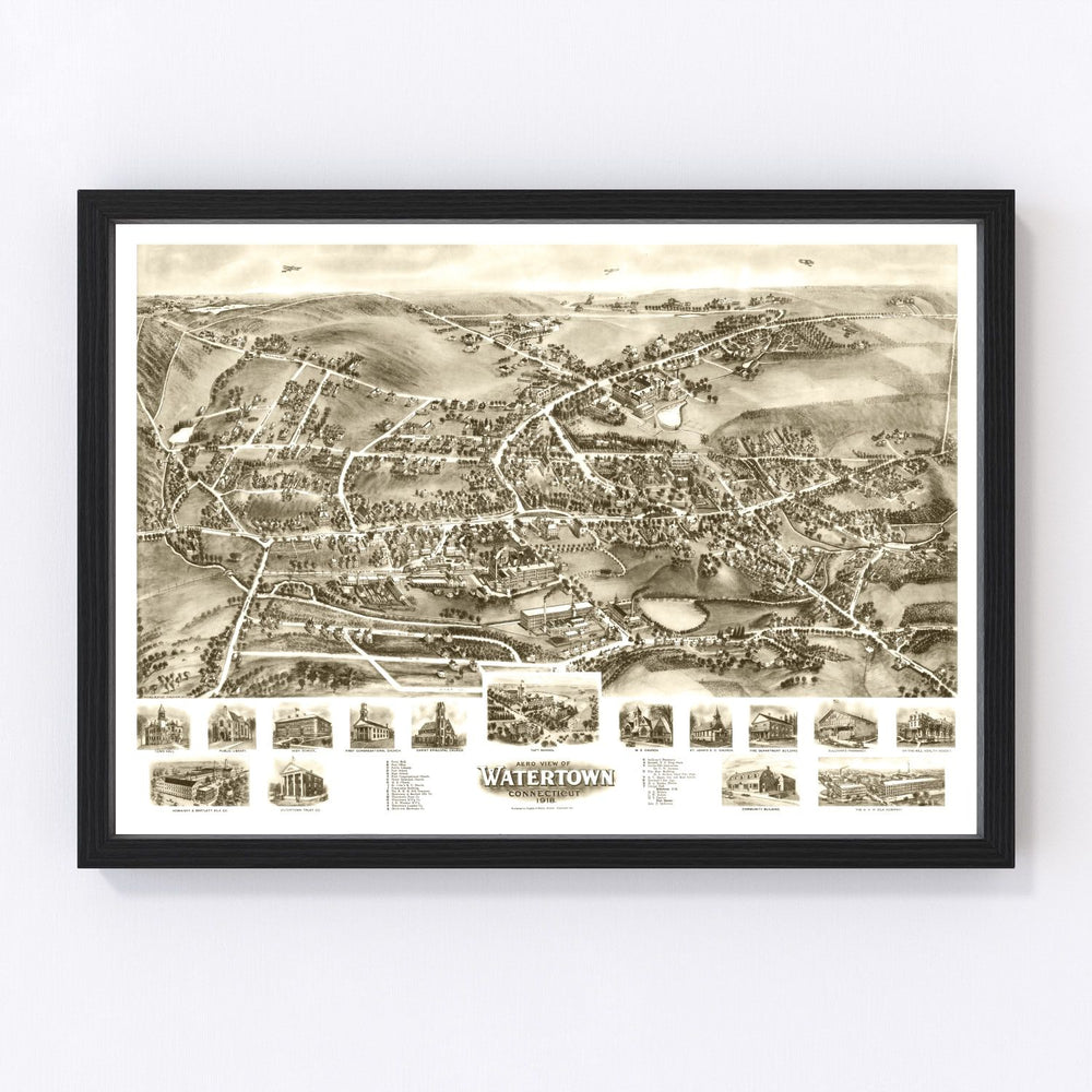 Watertown Vintage Map 1918