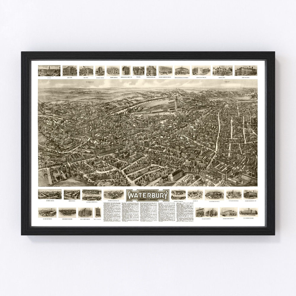 Waterbury Vintage Map 1917