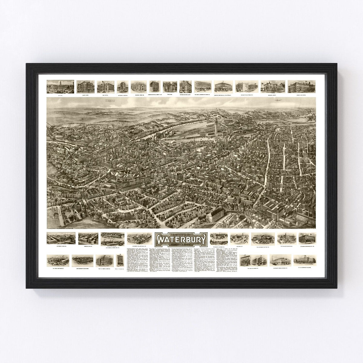 Waterbury Vintage Map 1917