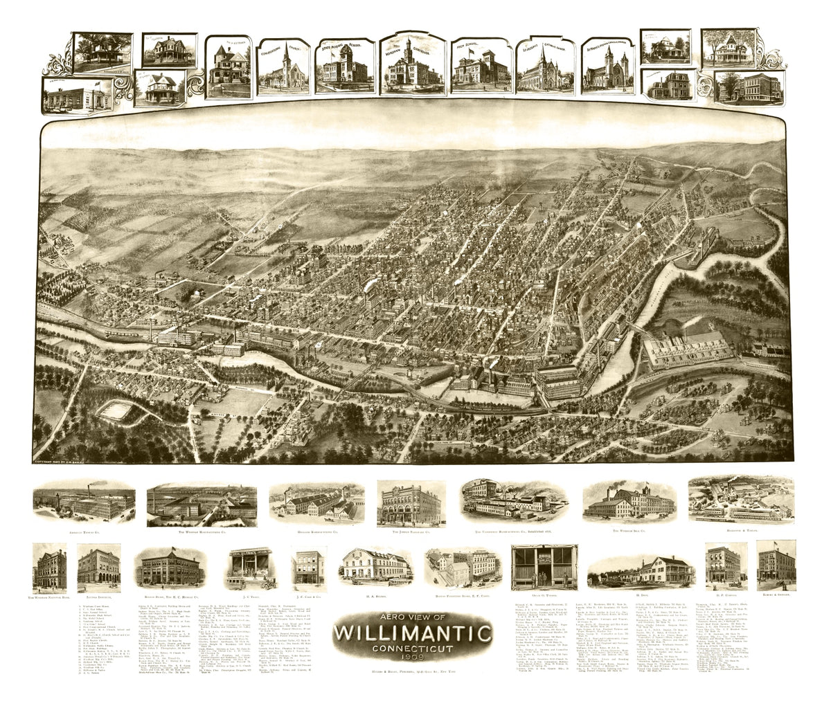 Preview of Vintage Map of Willimantic, Connecticut 1909
