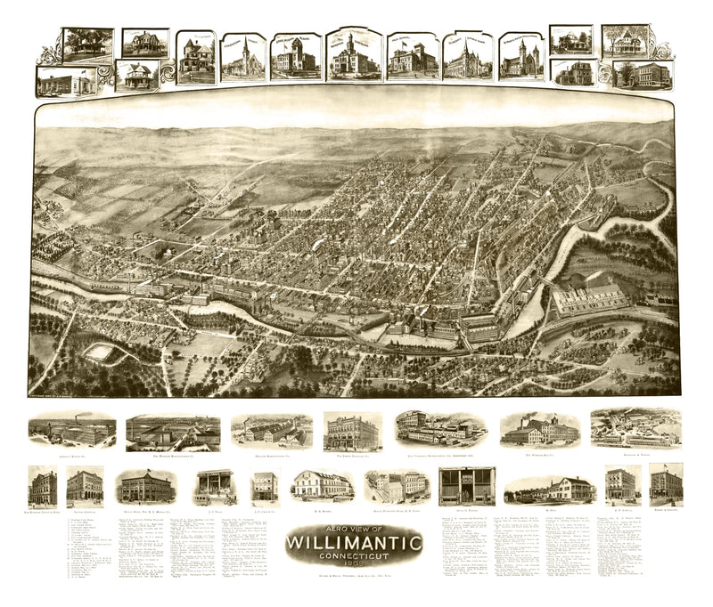 Size comparison using Vintage Map of Willimantic, Connecticut 1909