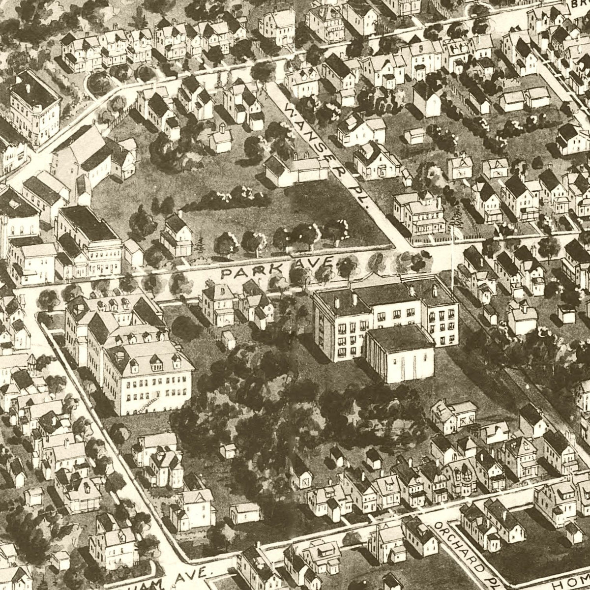 Restored historic details from the 1925 city map of Amityville, New York