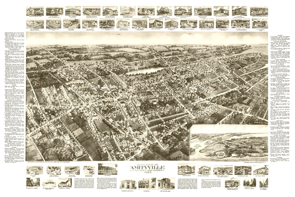 Vintage Map of Amityville, New York 1925 print style example