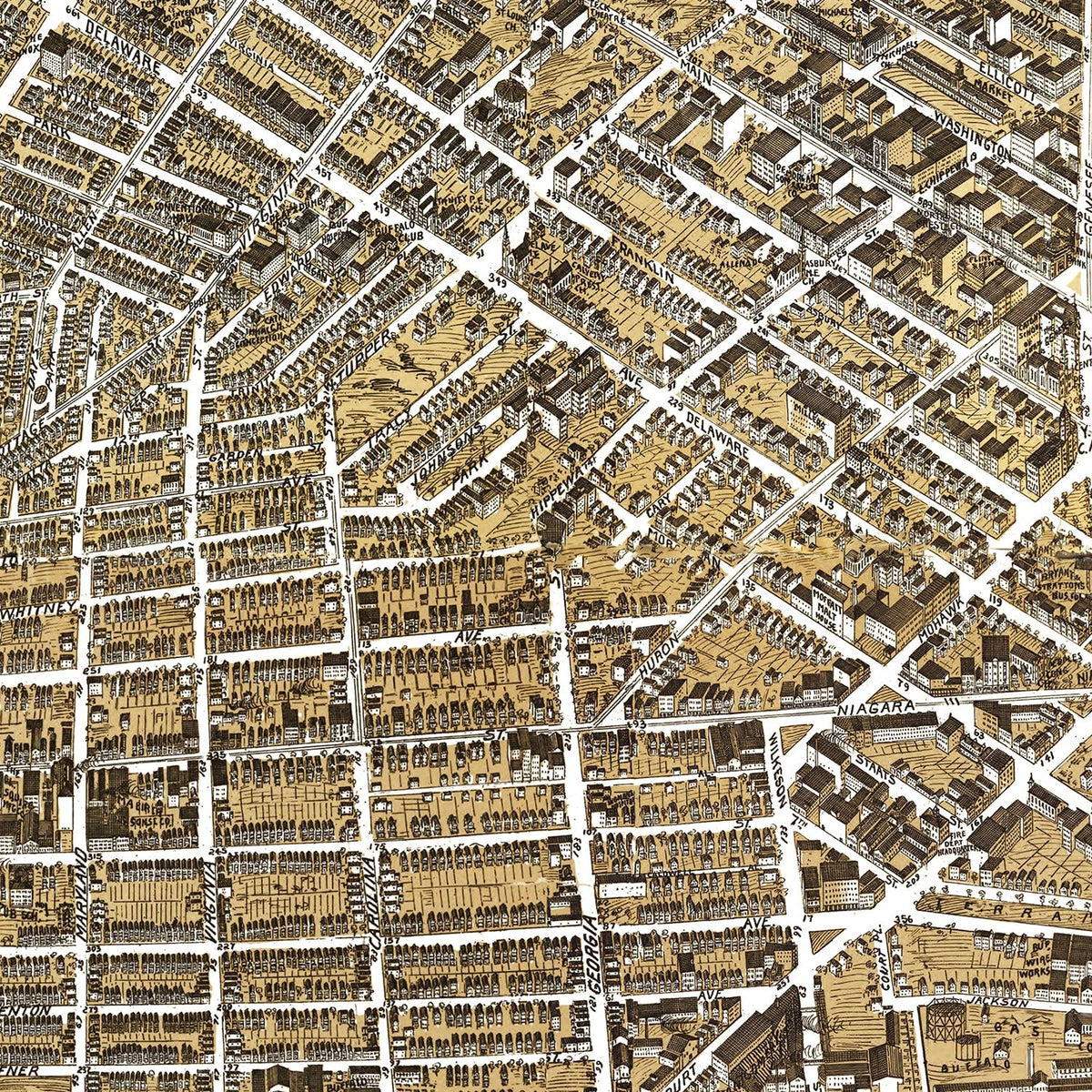 Restored historic details from the 1902 city map of Buffalo, New York