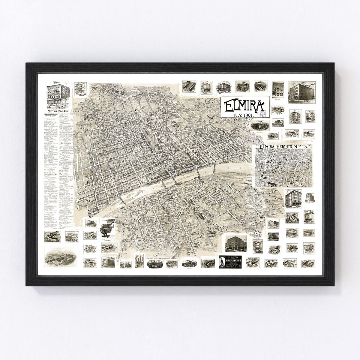 Elmira Vintage Map 1901