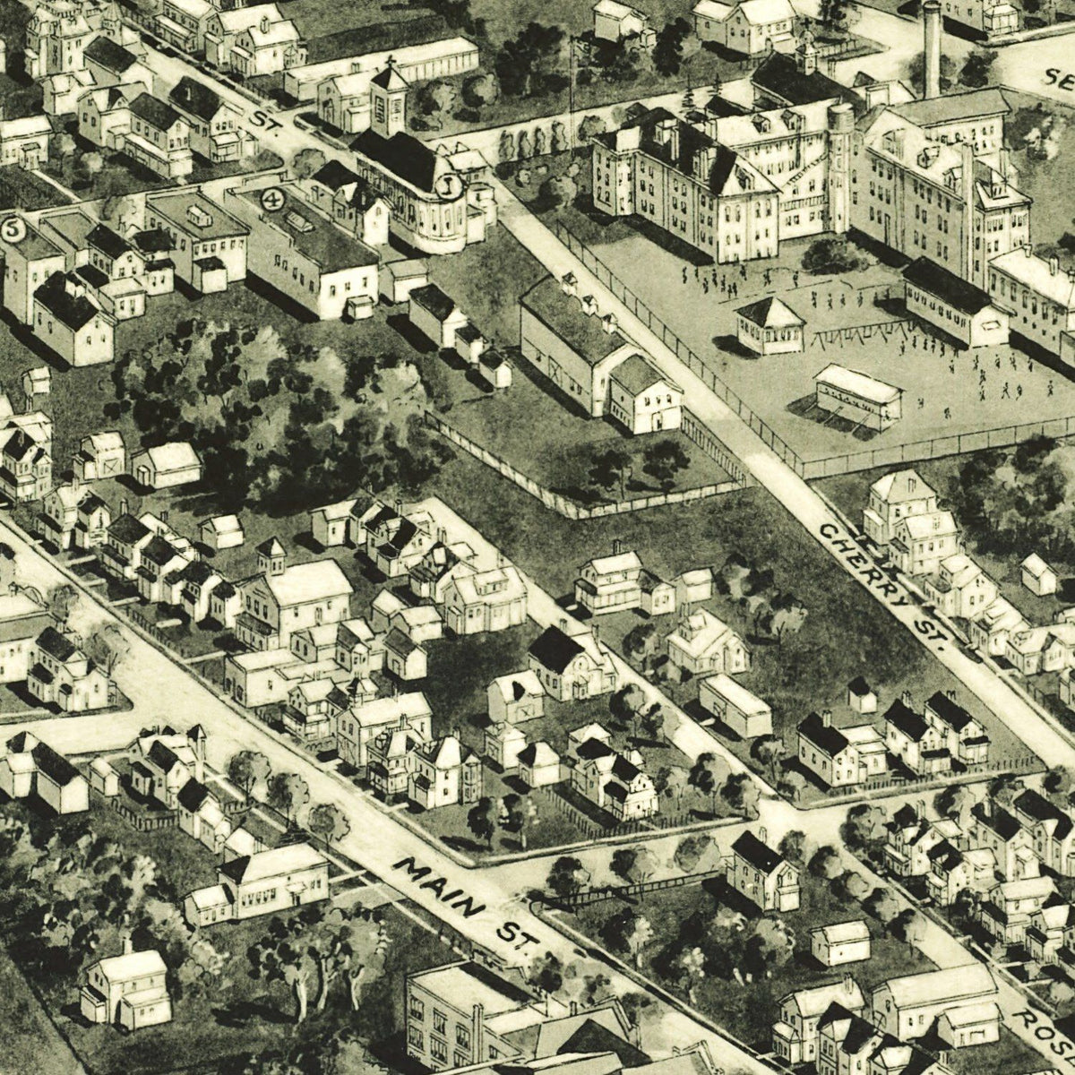 Restored historic details from the 1925 city map of Farmingdale, New York