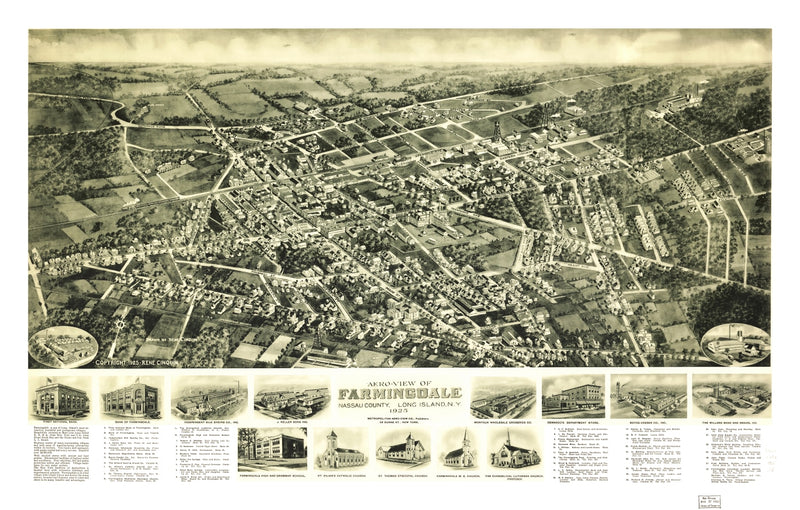 Size comparison using Vintage Map of Farmingdale, New York 1925