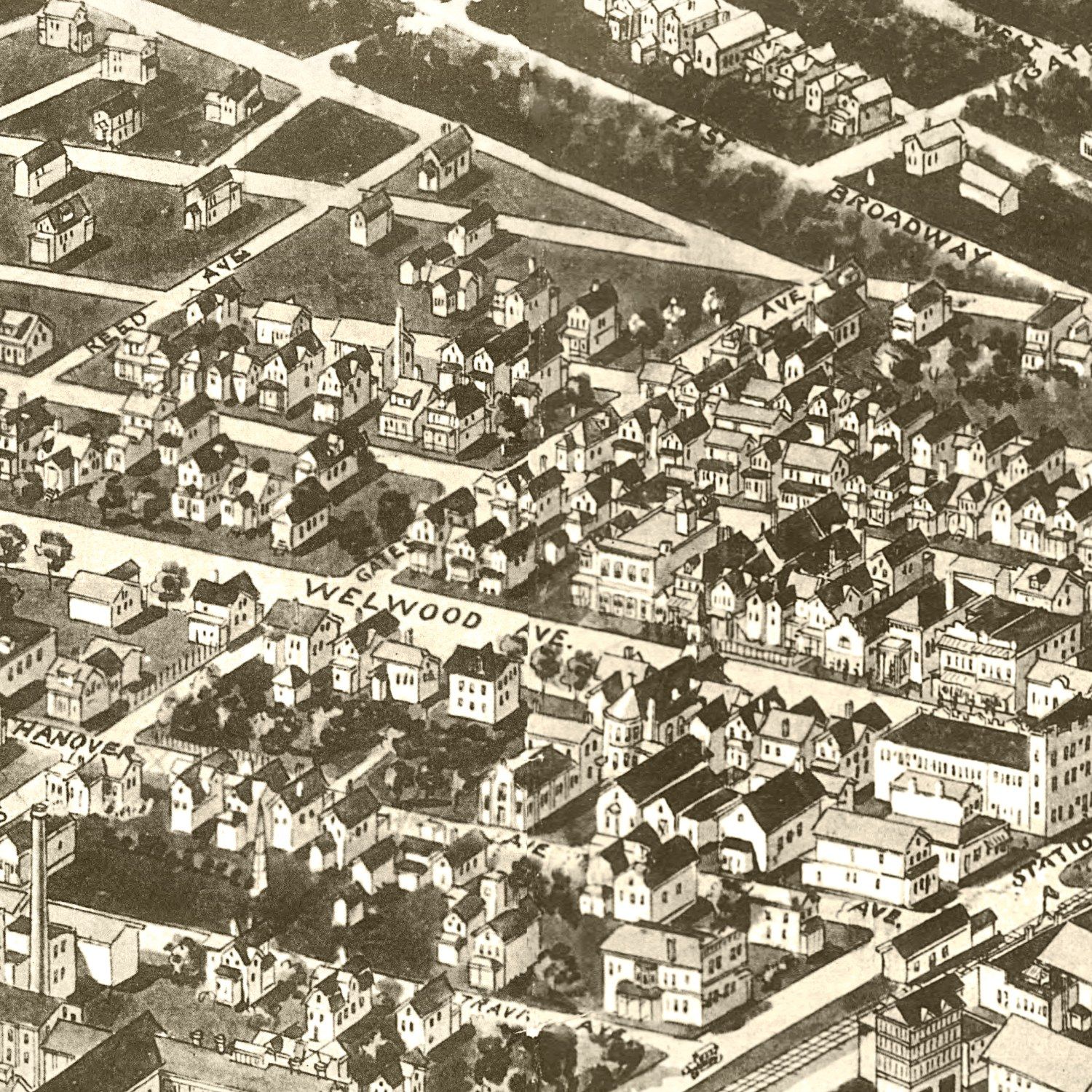 Restored historic details from the 1926 city map of Lindenhurst, New York