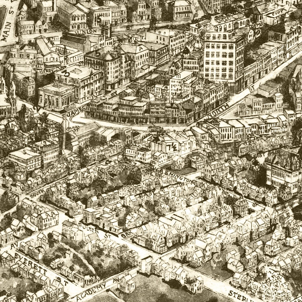 Restored historic details from the 1921 city map of Middletown, New York