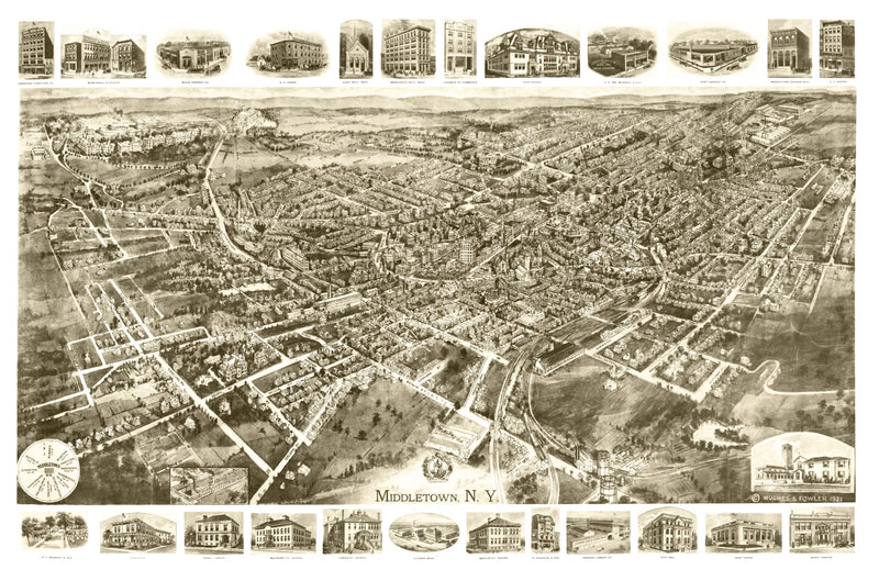 Size comparison using Vintage Map of Middletown, New York 1921