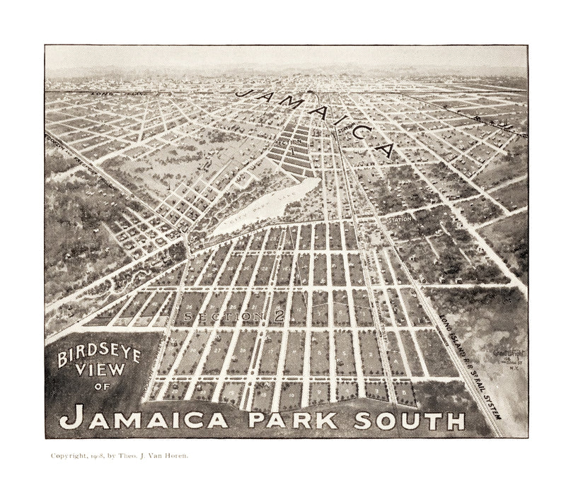 Size comparison using Vintage Map of Jamaica, New York 1908