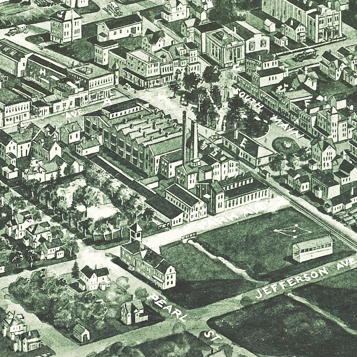 Restored historic details from the 1924 city map of Pearl River, New York
