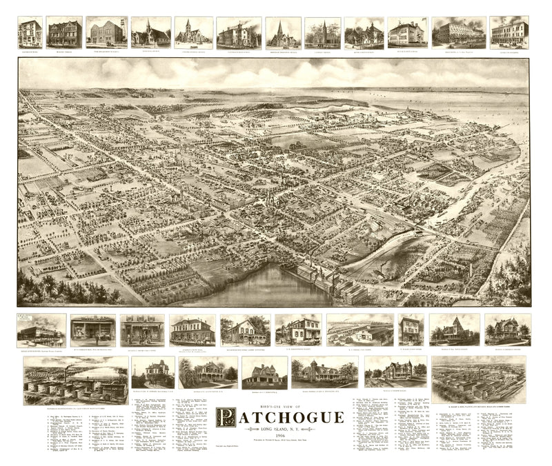 Size comparison using Vintage Map of Patchogue, New York 1905