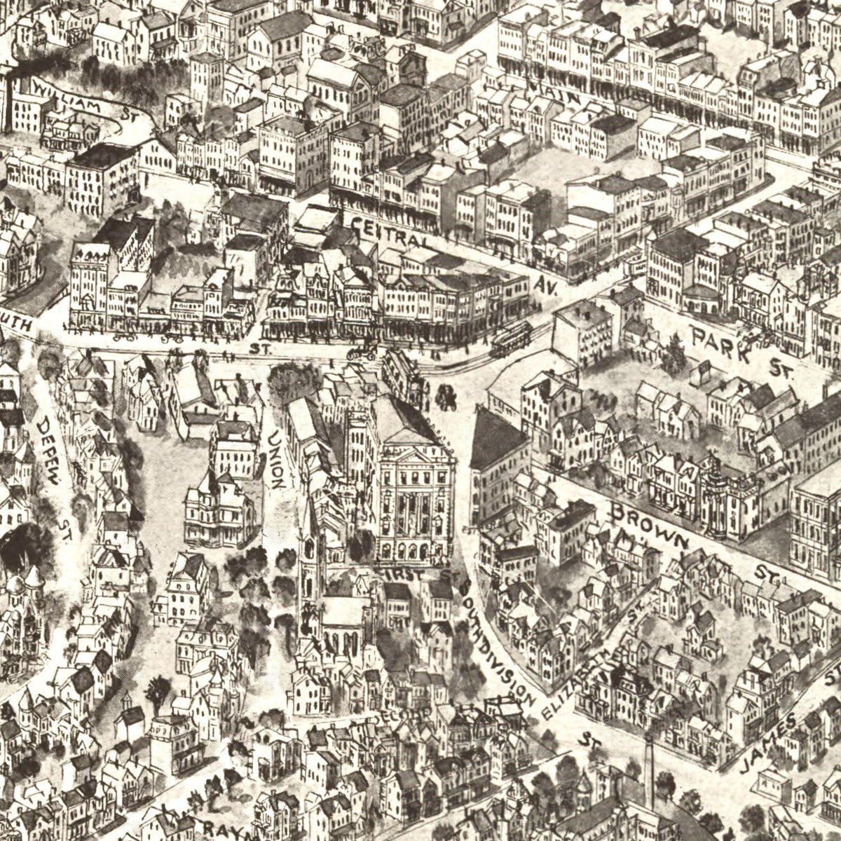 Restored historic details from the 1911 city map of Peekskill, New York