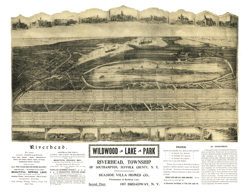 Size comparison using Vintage Map of Riverhead, New York 1903