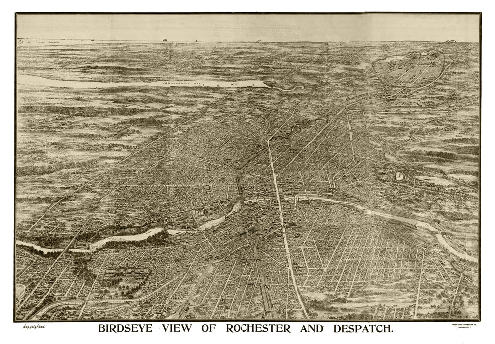 Vintage Map of Rochester, New York 1910 print style example
