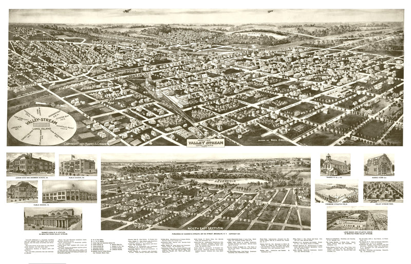 Size comparison using Vintage Map of Valley Stream, New York 1924
