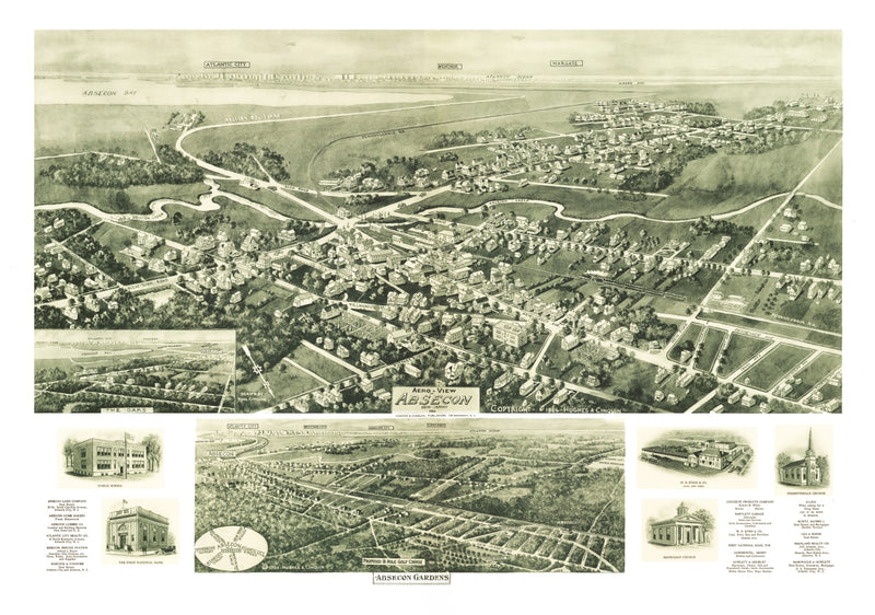 Size comparison using Vintage Map of Absecon, New Jersey 1924