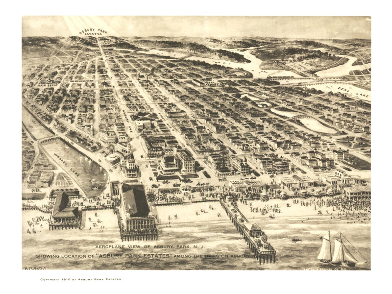 Size comparison using Vintage Map of Asbury Park, New Jersey 1910