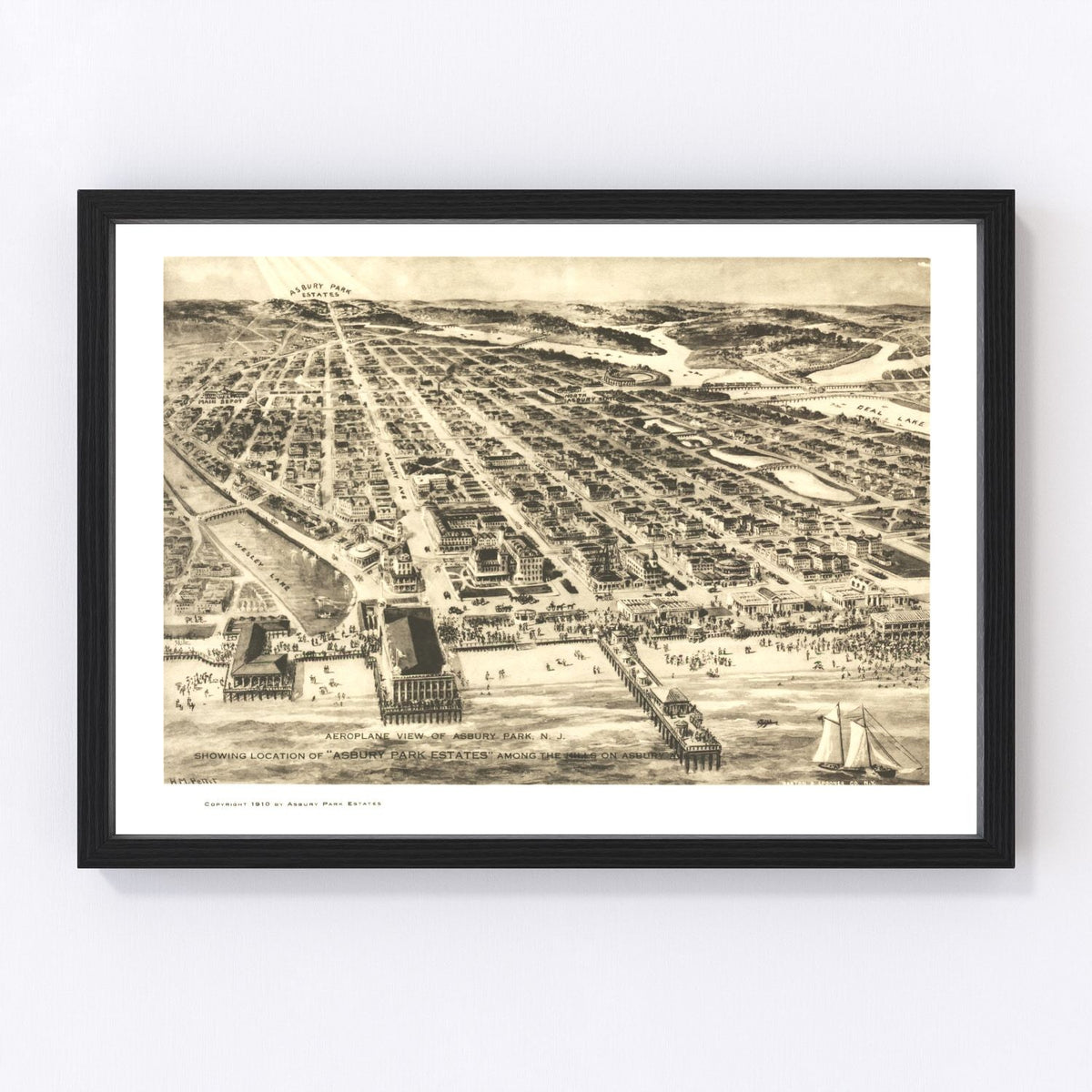 Asbury Park Vintage Map 1910