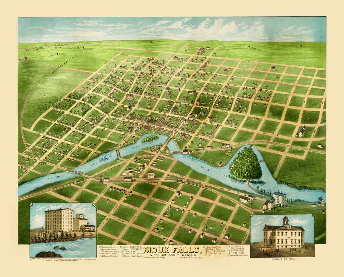 Preview of Vintage Map of Sioux Falls, South Dakota 1881