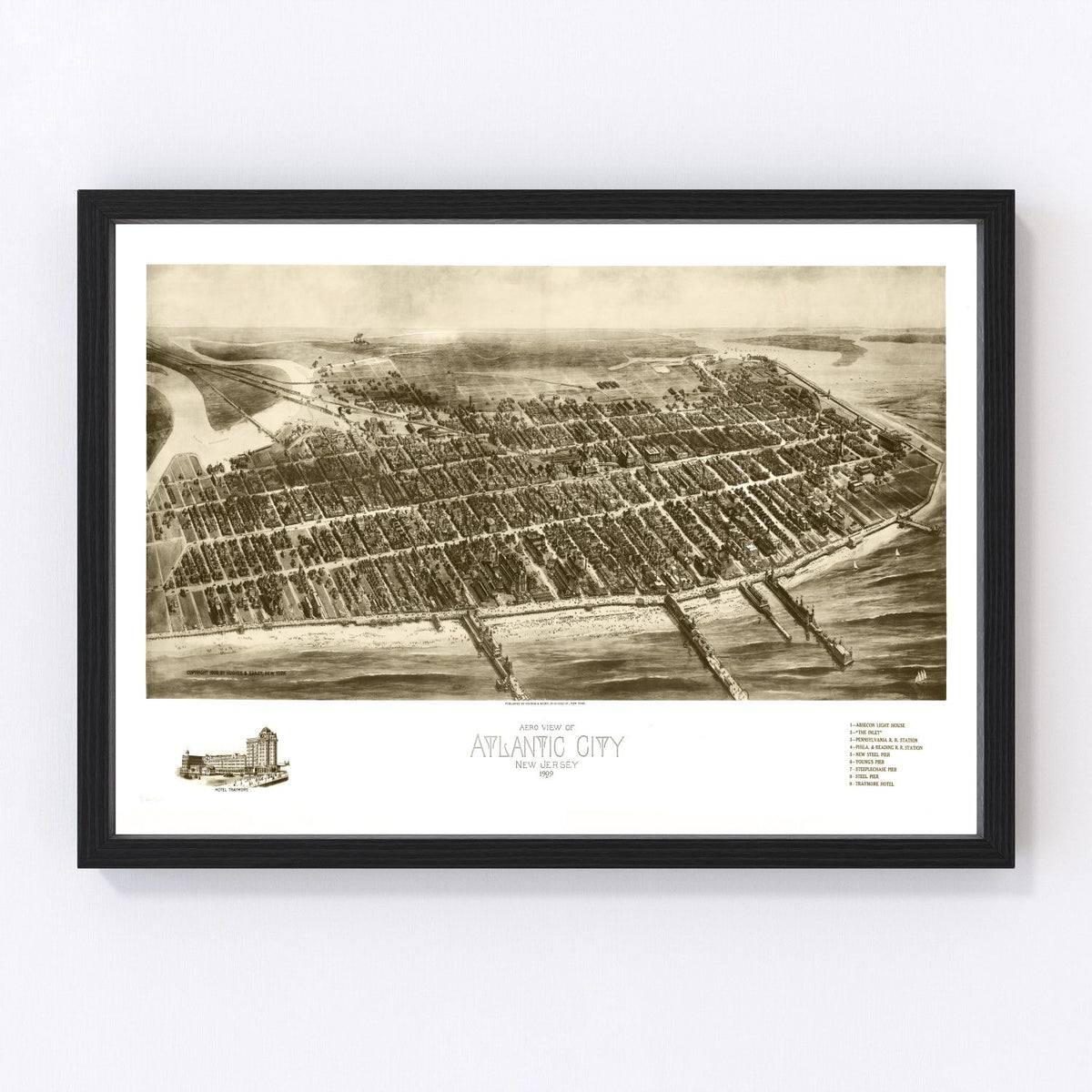 Atlantic City Vintage Map 1909