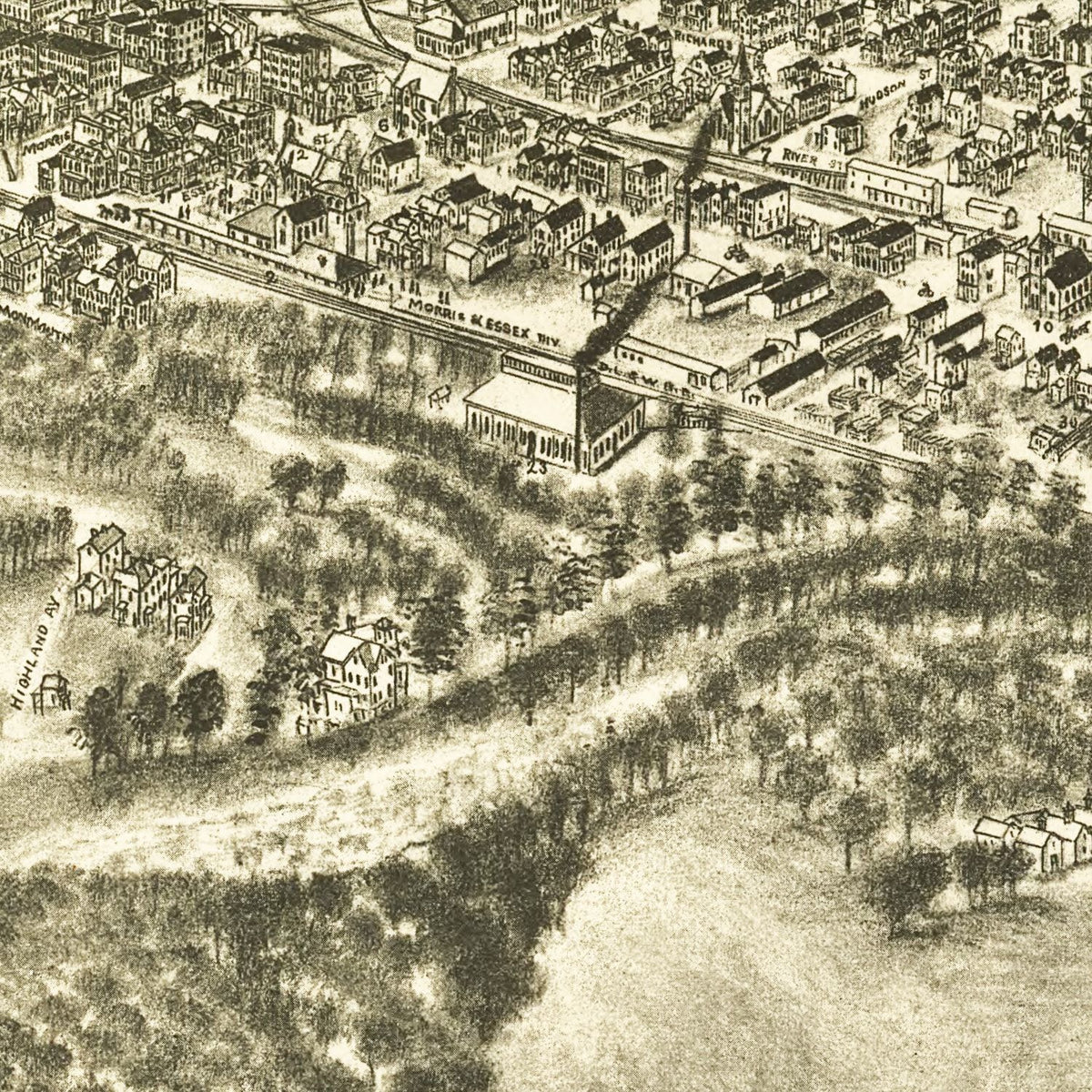 Restored historic details from the 1903 city map of Dover, New Jersey