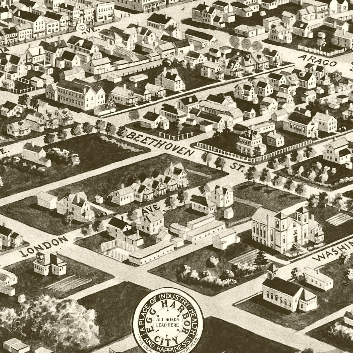 Restored historic details from the 1924 city map of Egg Harbor City, New Jersey