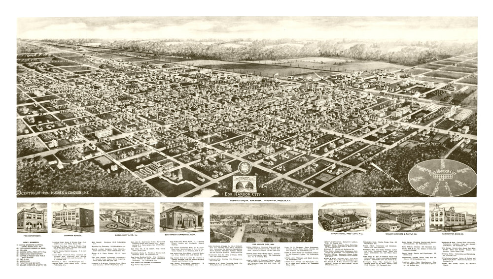 Vintage Map of Egg Harbor City, New Jersey 1924 print style example