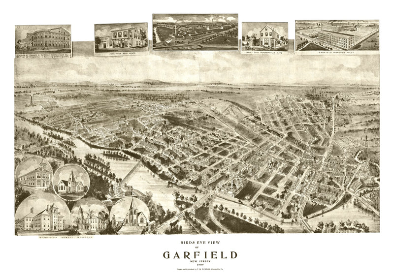 Size comparison using Vintage Map of Garfield, New Jersey 1909