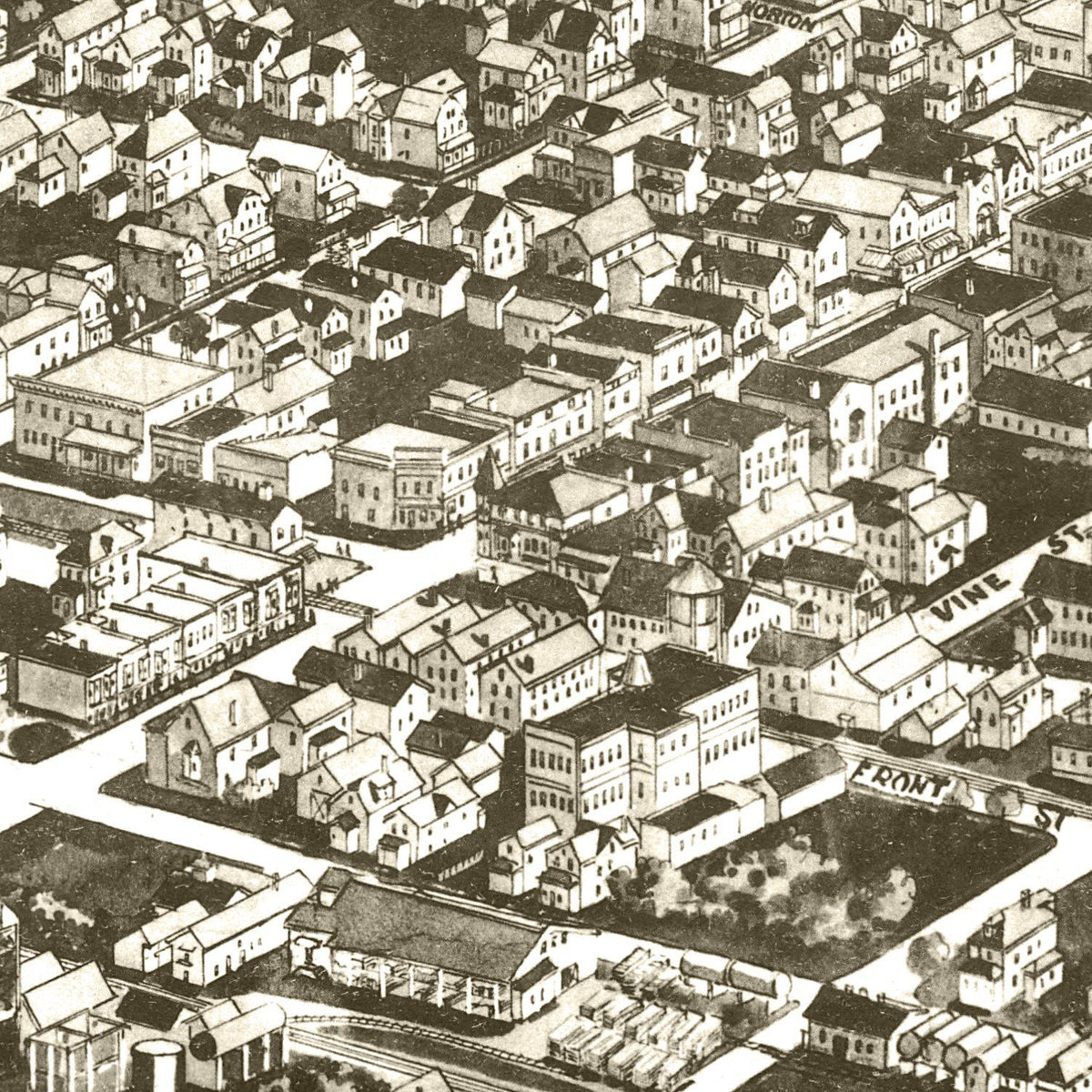Restored historic details from the 1926 city map of Hammonton, New Jersey