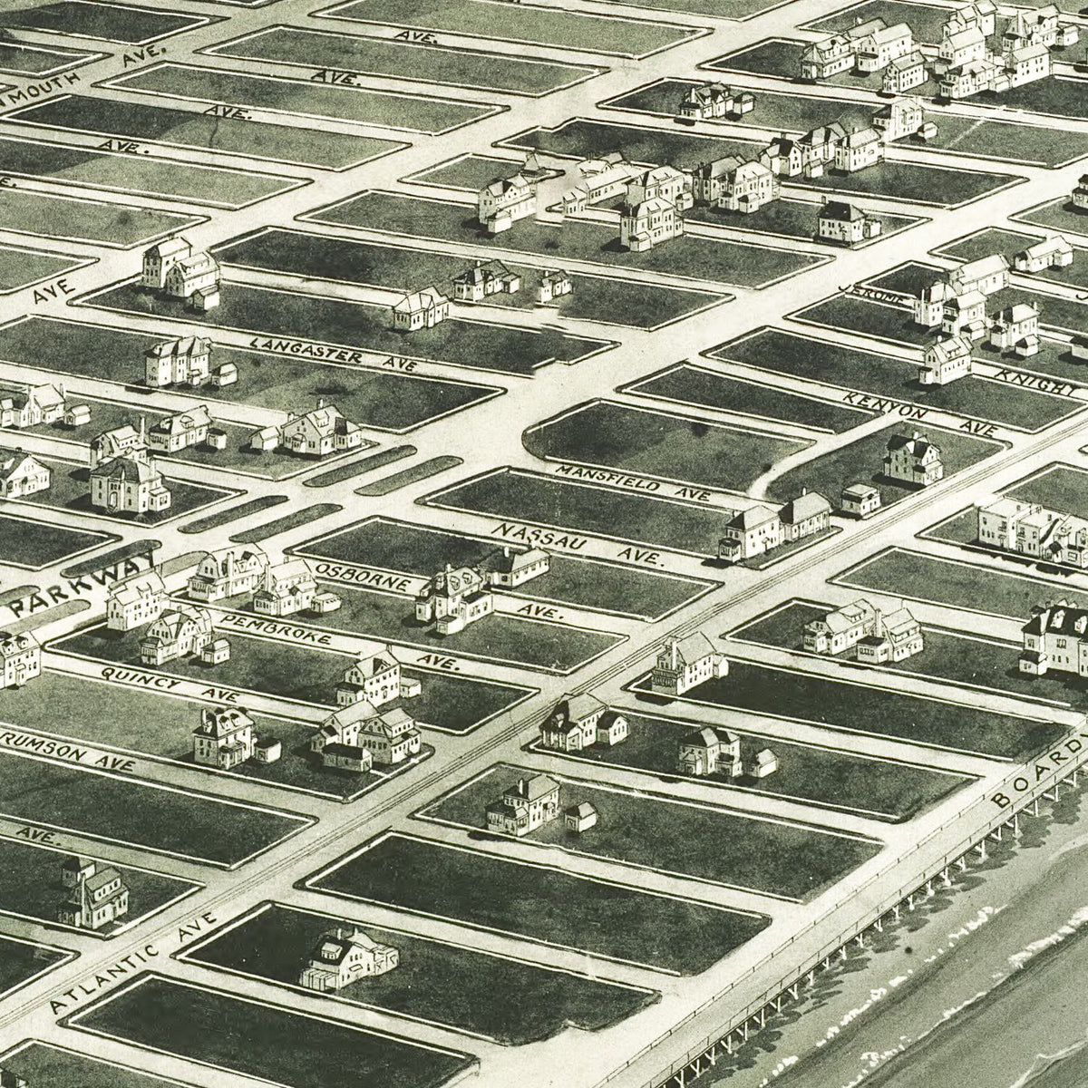 Restored historic details from the 1925 city map of Margate City, New Jersey