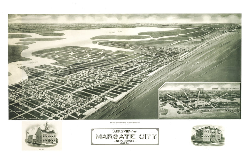 Size comparison using Vintage Map of Margate City, New Jersey 1925