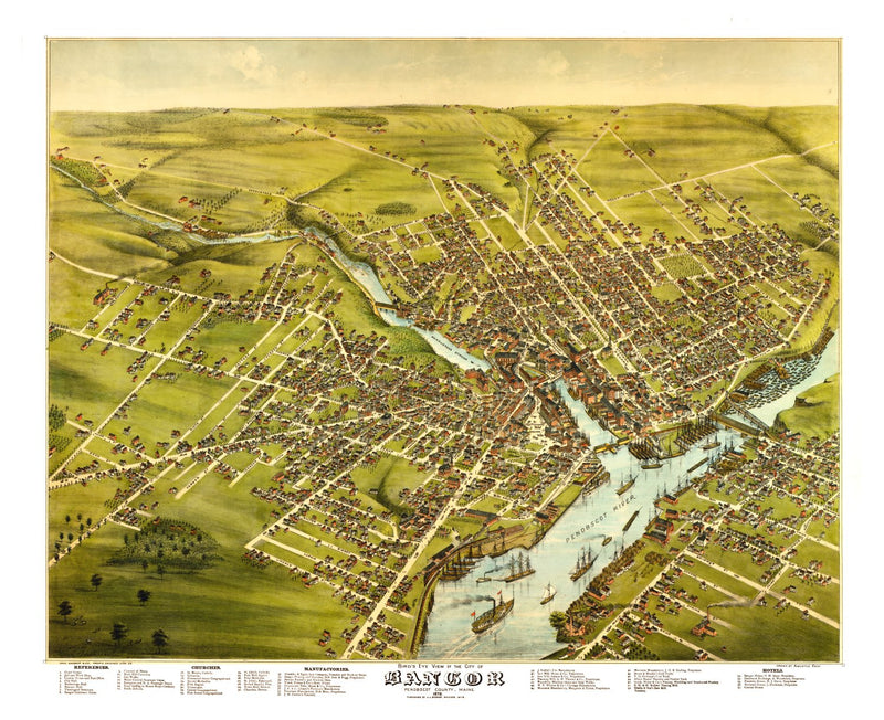 Size comparison using Vintage Map of Bangor, Maine 1875